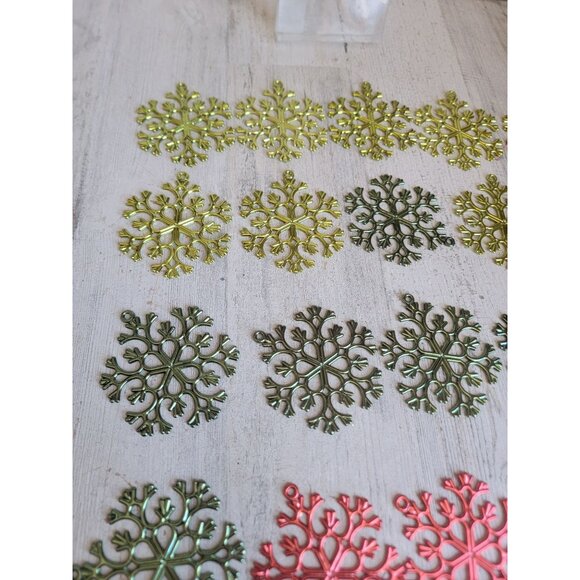 Red green snowflake ornament Xmas set‎ decor metallic - Picture 6 of 8